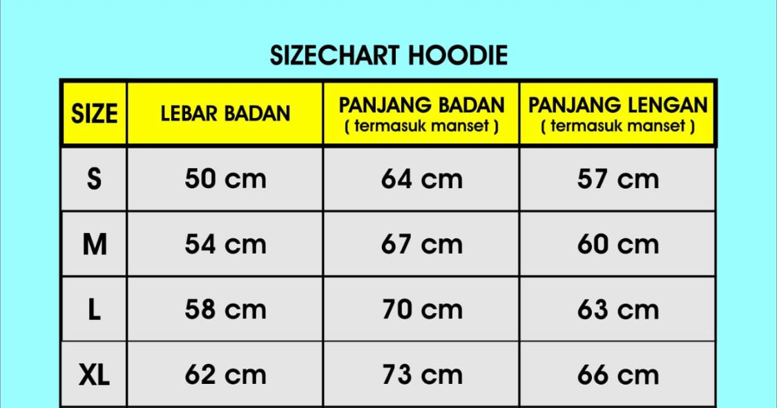 hoodie chart